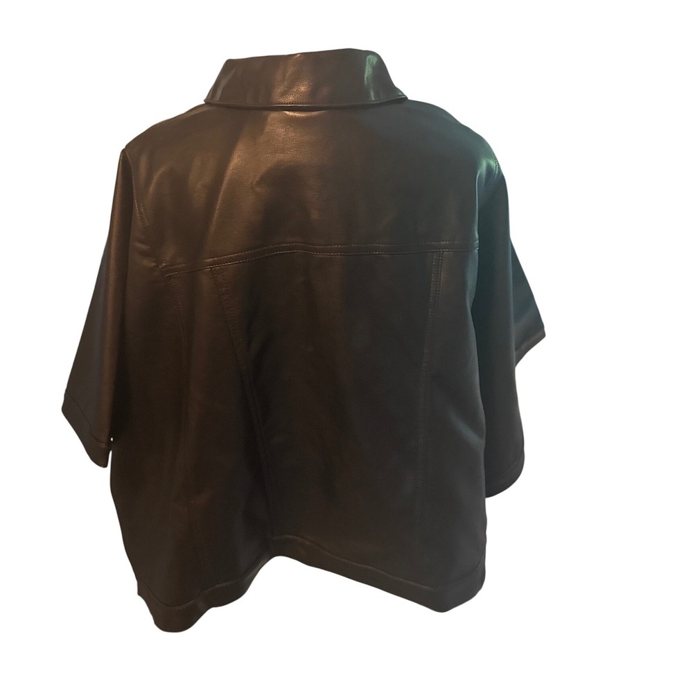 Anthropologie Postmark Black Faux Leather Cropped Short Sleeve Jacket S/M NEW - Picture 2 of 6